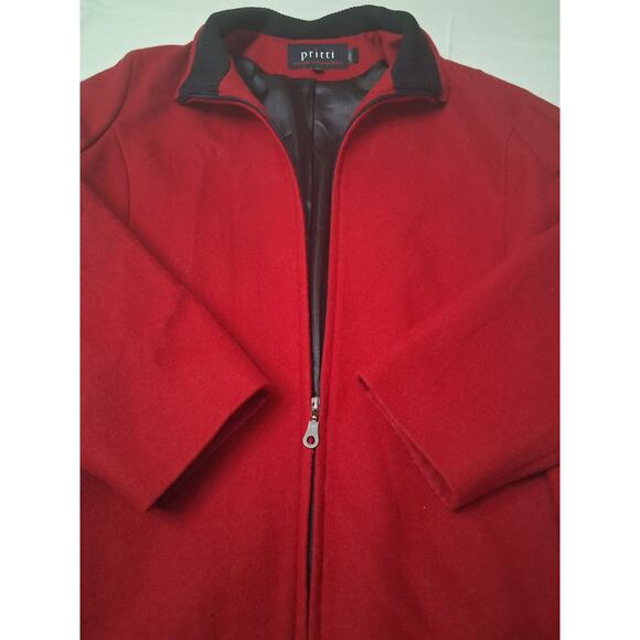 Pritti by Kristen Blake Women's Size M Wool Pea Coat w/Pockets Dark Red Classy - Picture 4 of 14